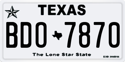 TX license plate BDO7870