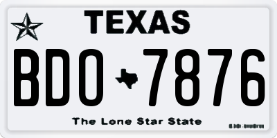 TX license plate BDO7876