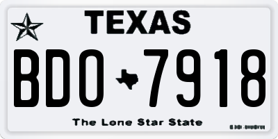 TX license plate BDO7918