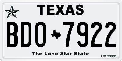 TX license plate BDO7922