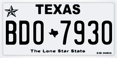 TX license plate BDO7930