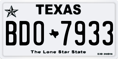 TX license plate BDO7933