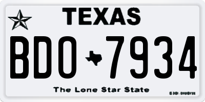 TX license plate BDO7934
