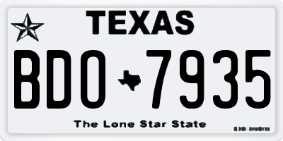 TX license plate BDO7935