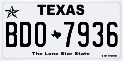 TX license plate BDO7936