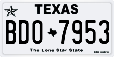 TX license plate BDO7953