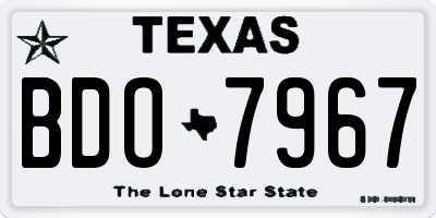 TX license plate BDO7967
