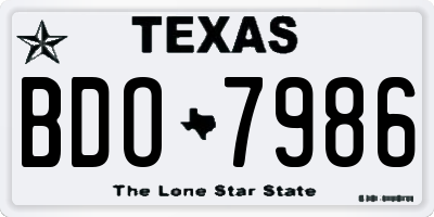 TX license plate BDO7986