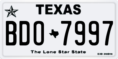 TX license plate BDO7997