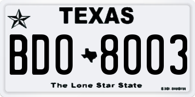 TX license plate BDO8003