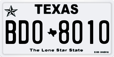TX license plate BDO8010