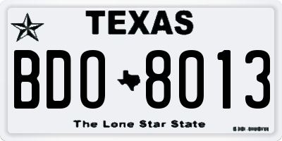 TX license plate BDO8013