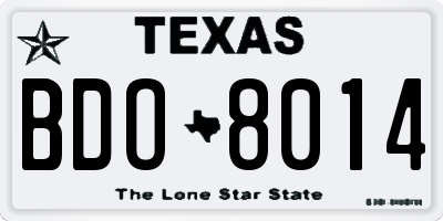 TX license plate BDO8014