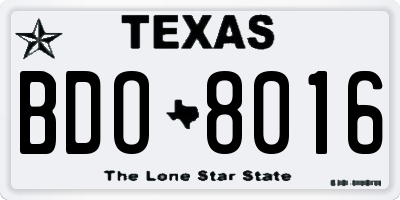 TX license plate BDO8016