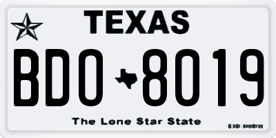 TX license plate BDO8019