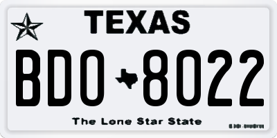 TX license plate BDO8022