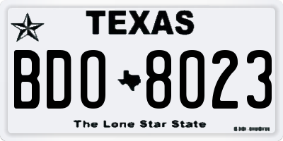TX license plate BDO8023