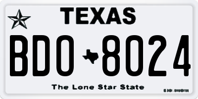 TX license plate BDO8024