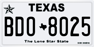 TX license plate BDO8025