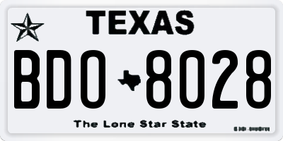 TX license plate BDO8028