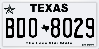 TX license plate BDO8029