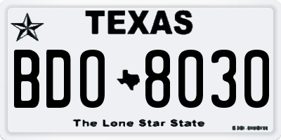 TX license plate BDO8030