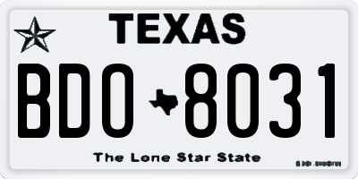 TX license plate BDO8031