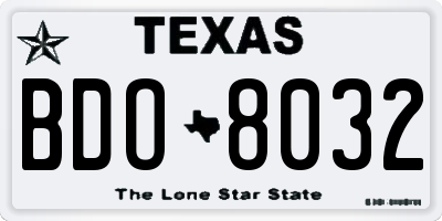 TX license plate BDO8032