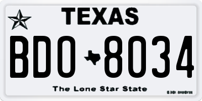 TX license plate BDO8034