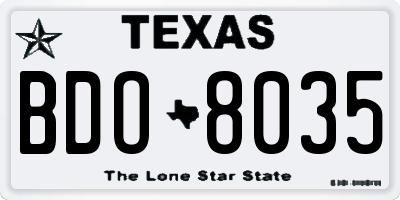 TX license plate BDO8035