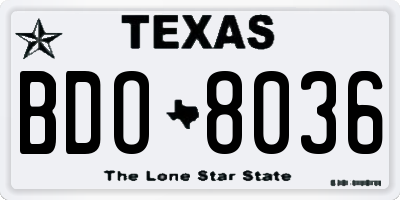 TX license plate BDO8036