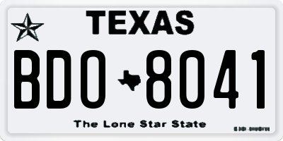 TX license plate BDO8041
