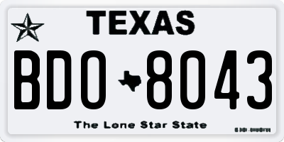 TX license plate BDO8043