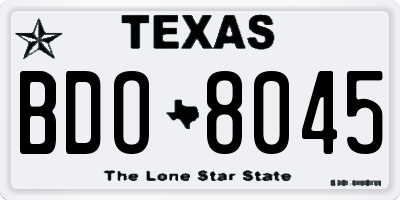 TX license plate BDO8045
