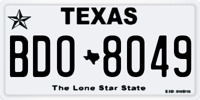 TX license plate BDO8049