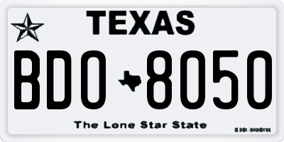 TX license plate BDO8050