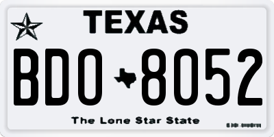 TX license plate BDO8052