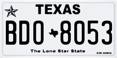 TX license plate BDO8053