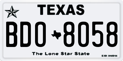 TX license plate BDO8058