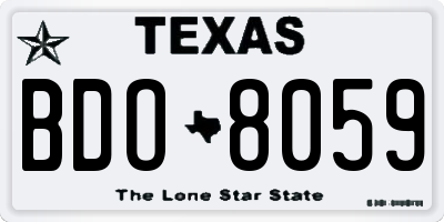 TX license plate BDO8059