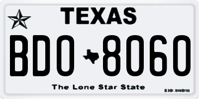 TX license plate BDO8060