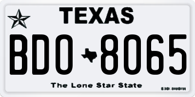 TX license plate BDO8065