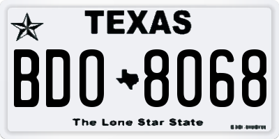 TX license plate BDO8068