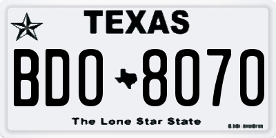 TX license plate BDO8070