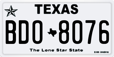 TX license plate BDO8076