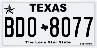 TX license plate BDO8077