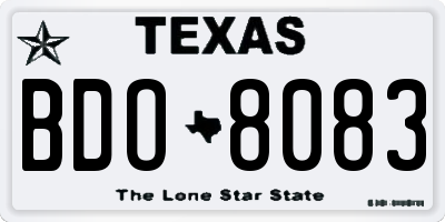 TX license plate BDO8083