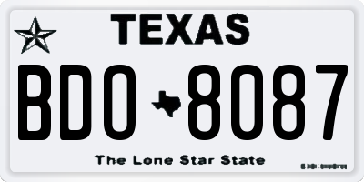 TX license plate BDO8087
