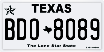 TX license plate BDO8089