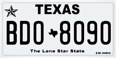 TX license plate BDO8090